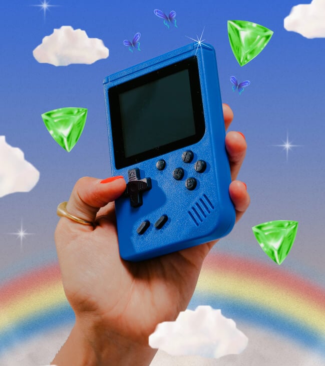 gameboy in hand