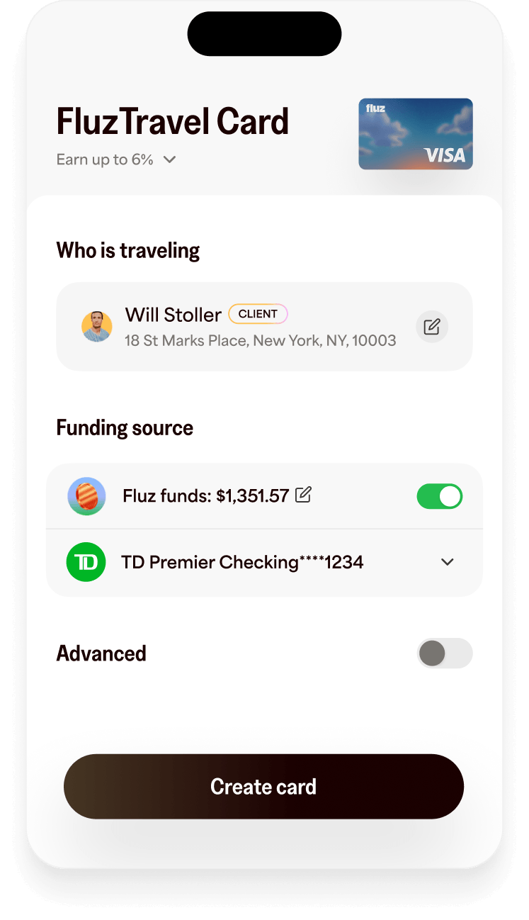 Jetsetter Card creation interface