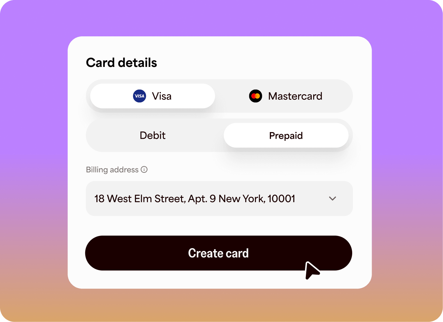 Virtual campaign cards with custom billing details